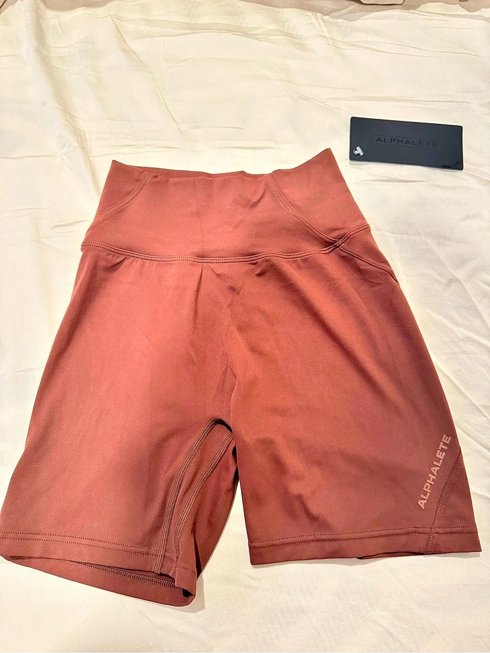 Alphalete Amplify Ultra-High Rise Biker Short Shorts Brown Small- NWT